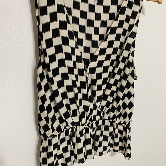 Joie Monochrome Checkered Peplum Tank Top - Picture 2 of 5